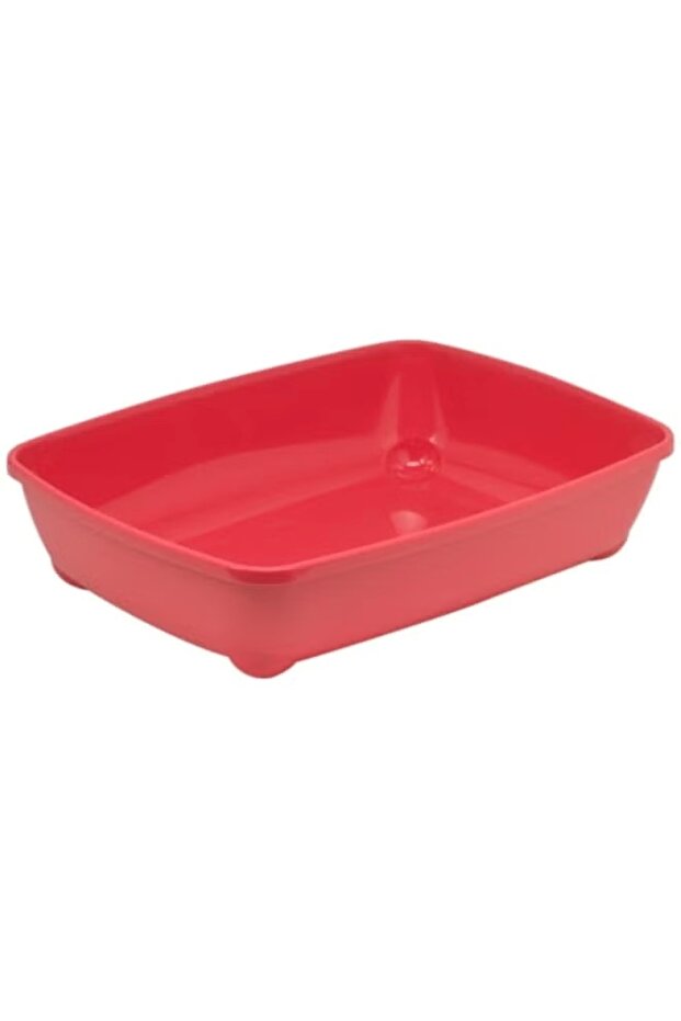 Arist-O-Tray Cat Litter Tray with Rim – Spicy Coral (49.9 × 37.6 × 13.8cm)