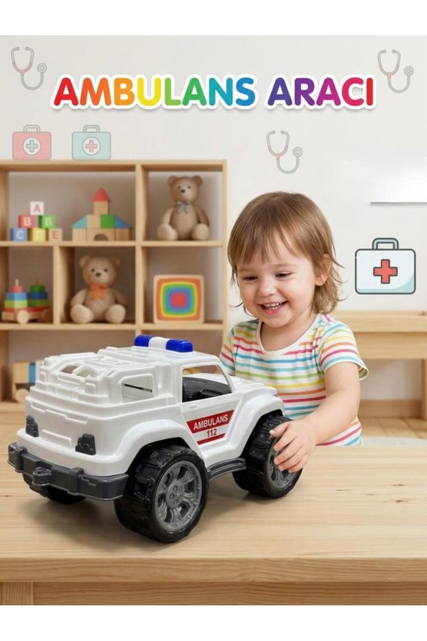 Meshed Off-Road 38cm Giant Wheel 4X4 Ambulance Design Detailed Off-Road Vehicle Toy Car