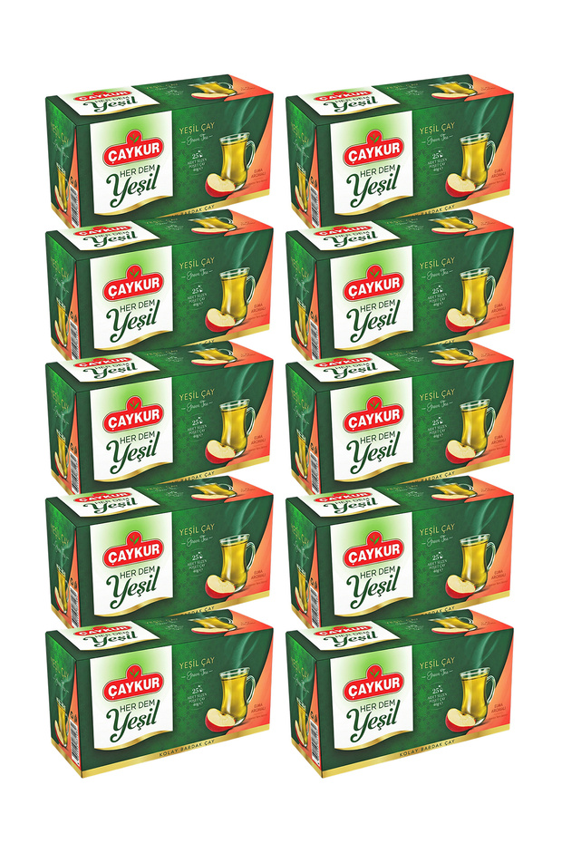 Herdem Green Tea Filtered Sachet with Apple 1.6Gr 25 Pieces Ten Pack