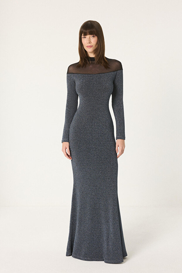 Sim Detail Long Sleeve Dress