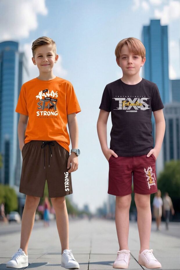 Busekids Boys' Multi-Colored Printed 2-Piece Shorts Set