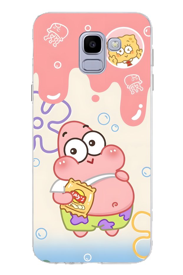 Samsung Galaxy J6 Compatible Patrick Star Patterned Transparent Phone Case
