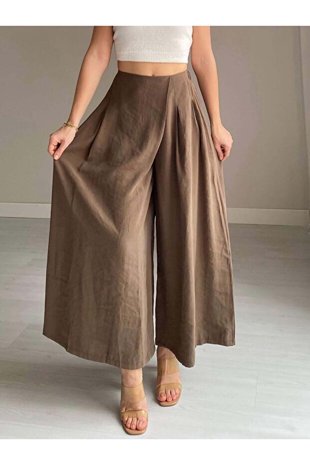 Premium 100% Linen Pareo Wide Leg Trousers
