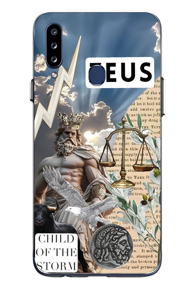 Samsung Galaxy A20S Compatible Zeus Patterned Transparent Phone Case