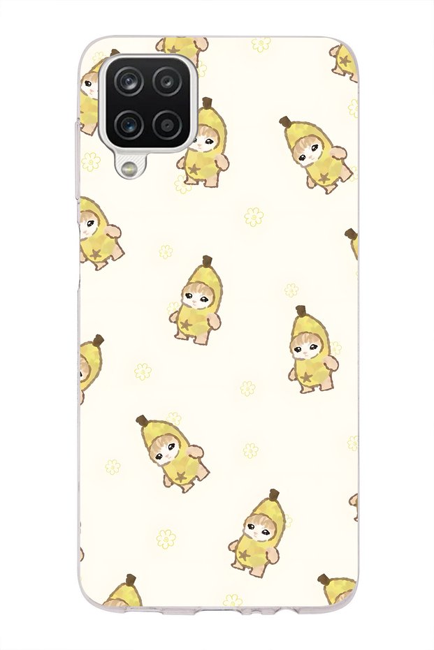 Samsung Galaxy A12 / M12 Compatible Banana Costume Cat Pattern Transparent Phone Case