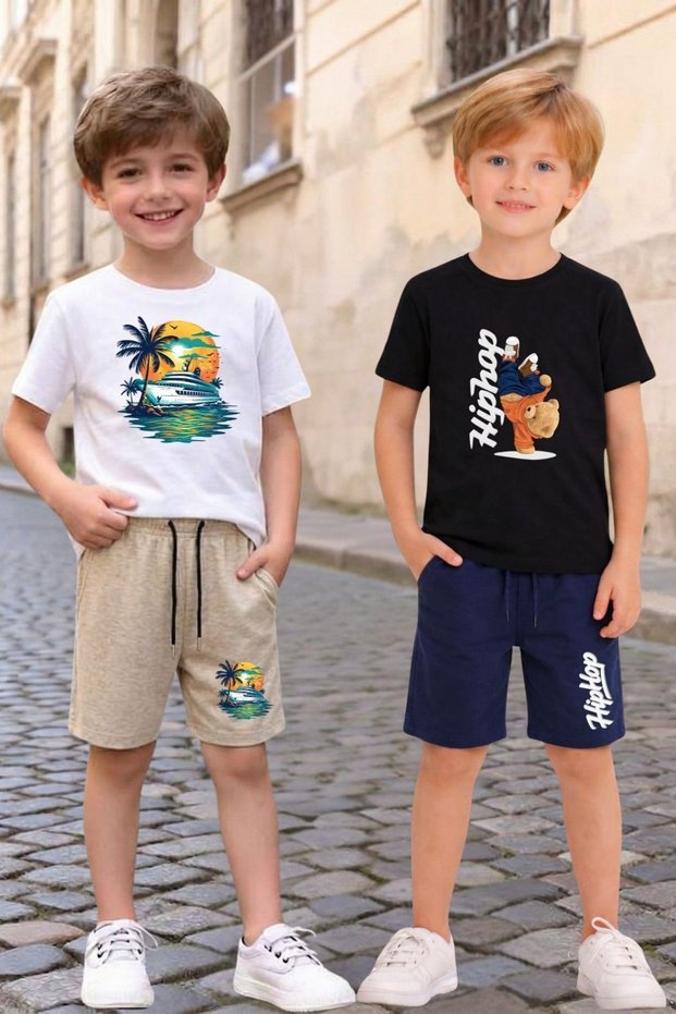 Busekids Boy's Multi-Colored Printed 2-Piece Comfortable Summer Set