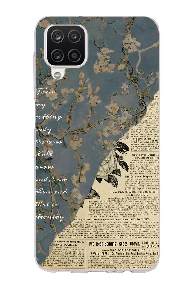 Samsung Galaxy A22 / M22 / M32 Compatible Vintage Newspaper Collage Pattern Transparent Phone Case