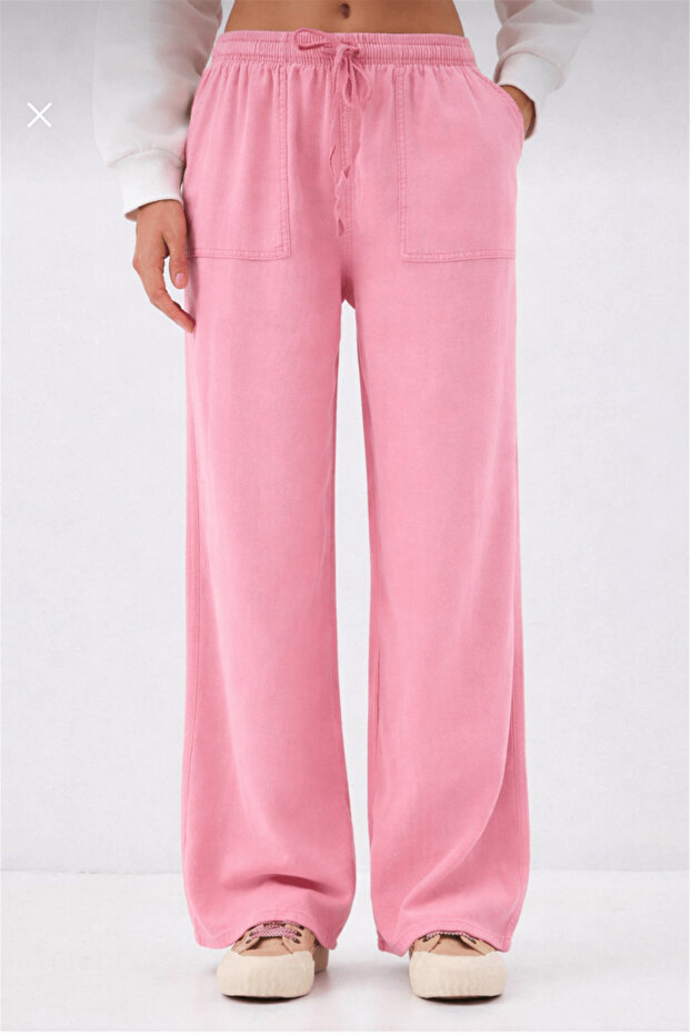 Woman's high waist viscose palazzo pants pink 4629