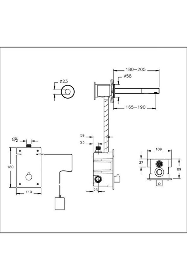 Origin Wall-Mounted Concealed Photocell Sink Faucet (Dual Water Inlets - Electric)