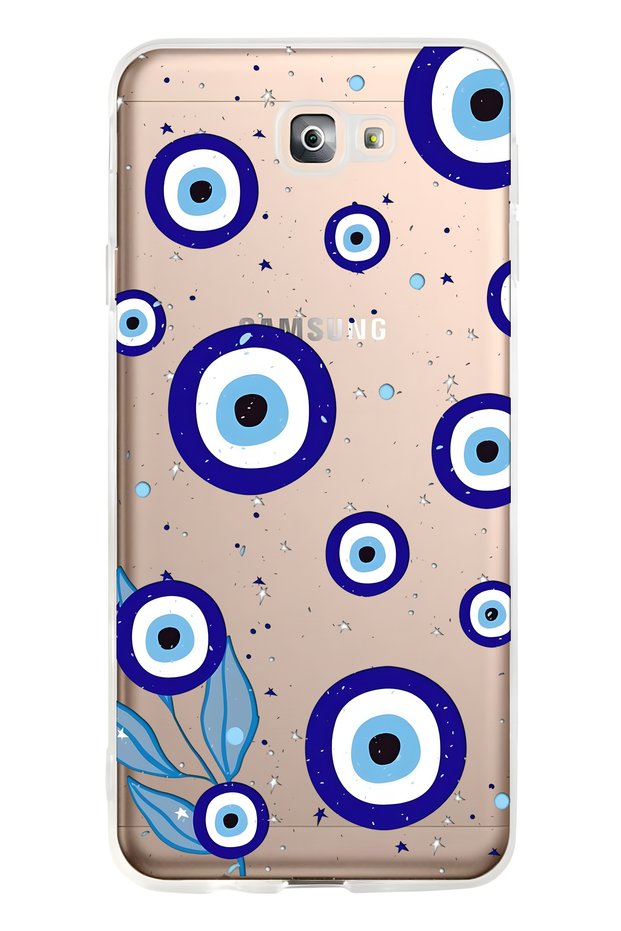Samsung Galaxy J7 Prime Compatible Transparent Phone Case with Night Evil Eye Pattern