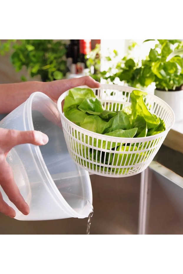 Qui̇ck Rotating Salad Drying Apparatus Diameter 23 cm Practical Vegetable Dryer Height 16 cm White 001326