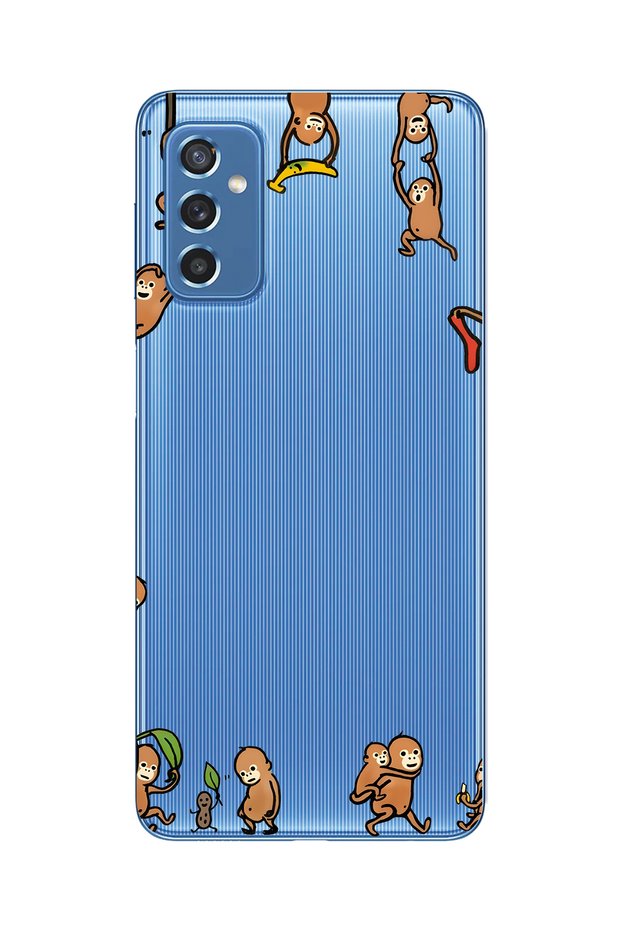 Samsung Galaxy M52 Compatible Monkeys Patterned Transparent Phone Case