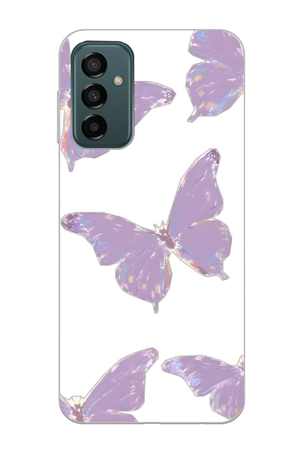 Purple Butterfly Pattern Transparent Phone Case Compatible with Samsung Galaxy M13 / M23