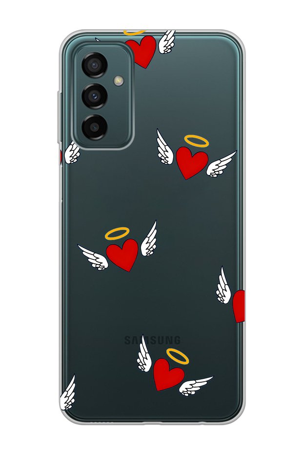 Samsung Galaxy M13 / M23 Compatible Angel Heart Pattern Transparent Phone Case