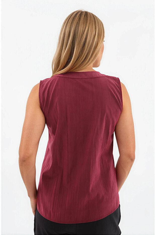 Zero Sleeve Button Front Blouse - 4