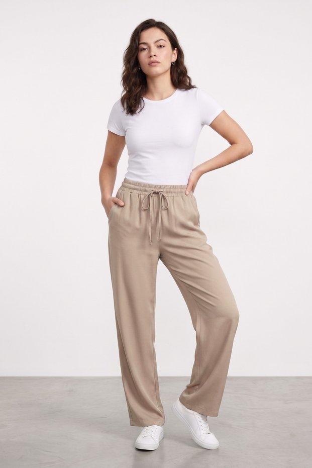 Women's Trousers with Elastic Waist and Pockets, Comfortable Fit, Women's Sports Trousers