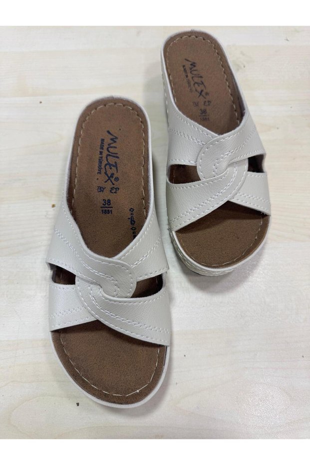 Women's Orthopedic Sole Mulex Daily Comfortable Slippers – Faux Leather Cross Strap Non-Slip Summer Slippers