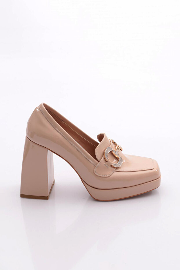 0951 Women's Blunt Toe Buckle Platform Heeled Shoes