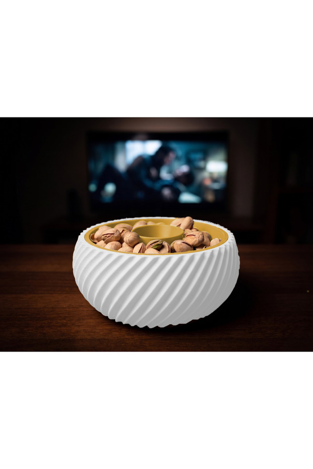 Double Chamber Snack Bowl, Shell Chamber, Trash Can, Peanut Seed Bowl, Presentation Container