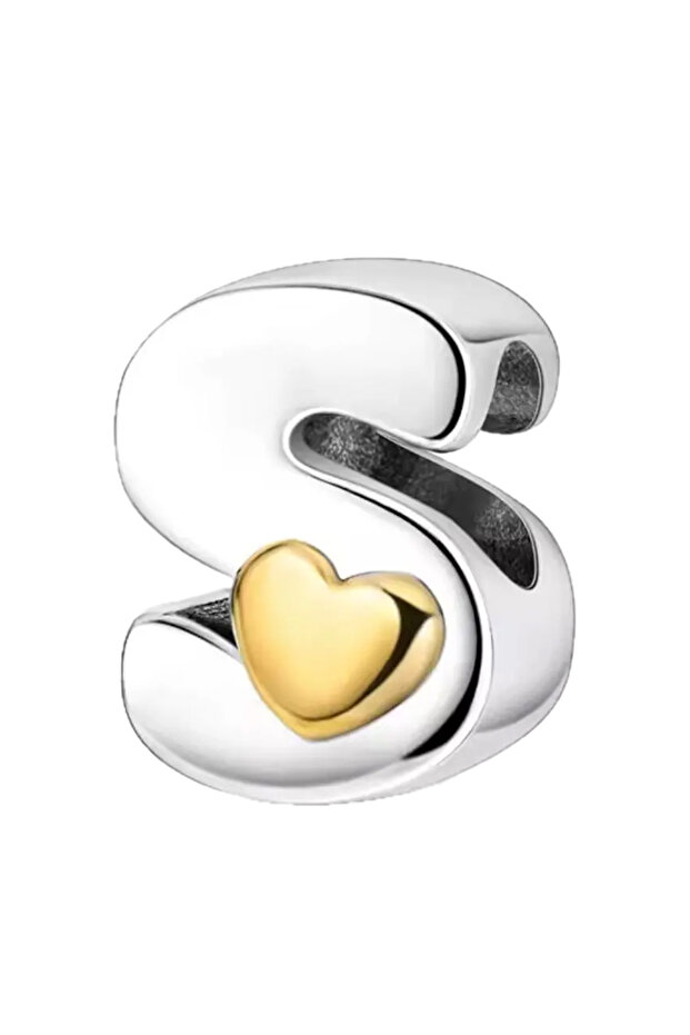 Yellow Heart Flat S Letter Charm
