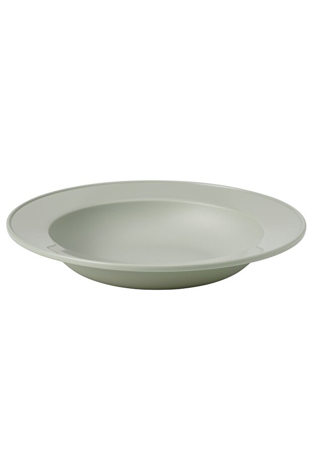SIMKRABBA Deep plate, plastic/green-grey, 22 cm