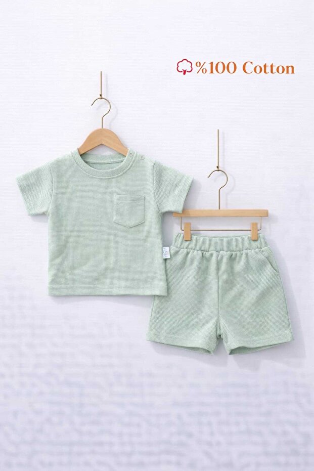 100% Cotton Ribbed Fabric Baby/Child Shorts Set
