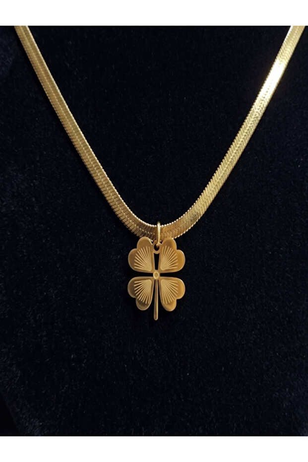 4-Leaf Clover Long Italian Chain Steel Chain Gift for Lover