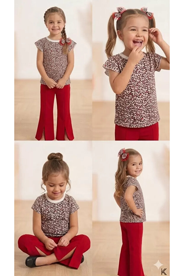 6-7-8 Years Old Full Lycra Children's Set with Buckle Detail