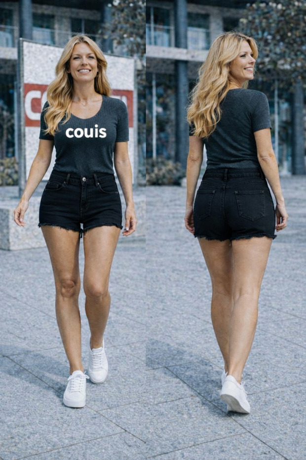 Jean Shorts with High Waist and Narrow Legs
