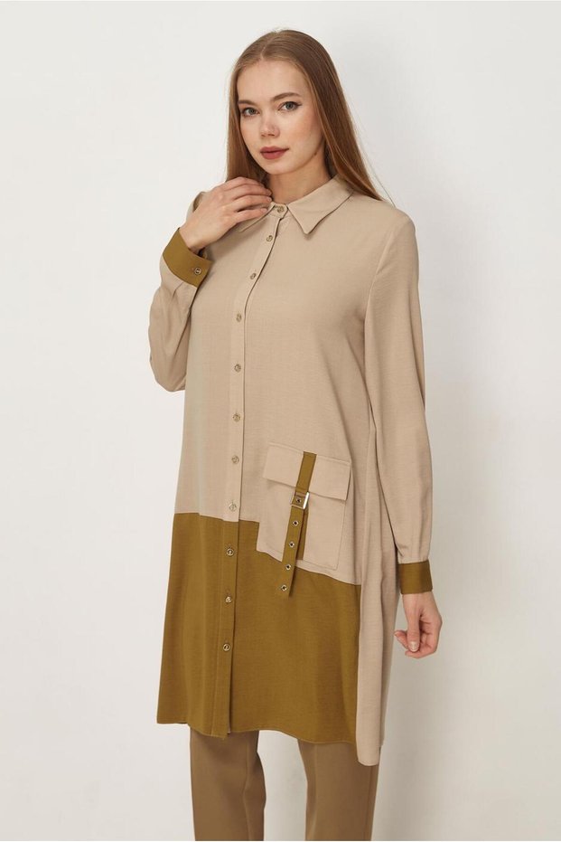 Linen Effect Tunic with Pocket Detail 45518
