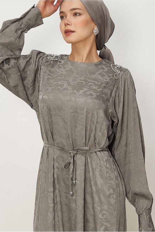 Belted Jacquard Dress 46509