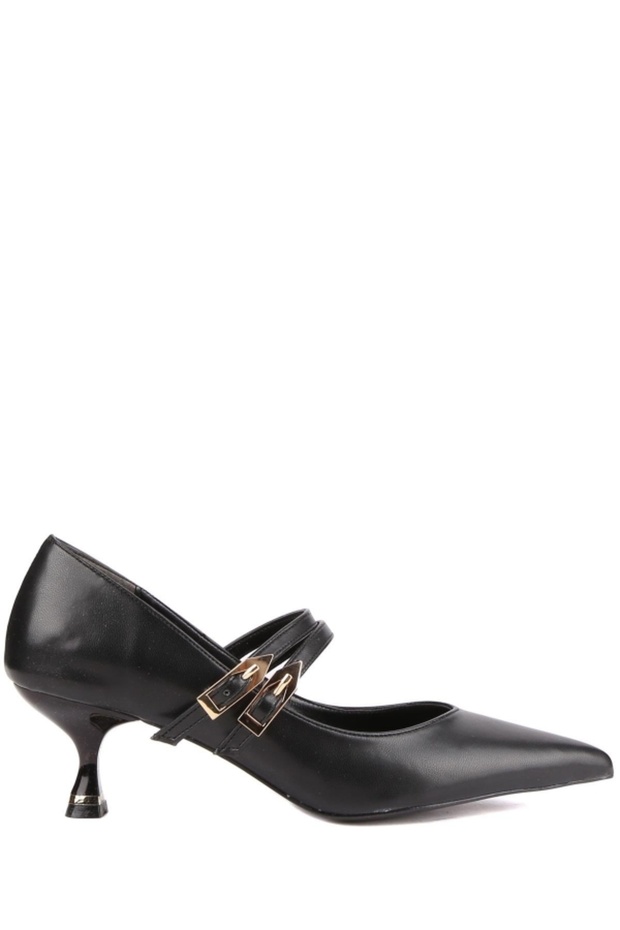 Nevo Double Buckle Pointed Toe Women's Heeled Shoes Stylish Casual Office Style