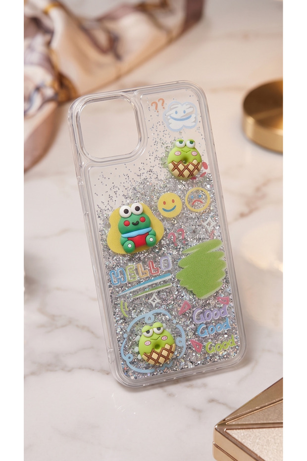 Galaxy A06 Case Transparent Protective Cover with Moving Glitter 3D Characters and Love Figures