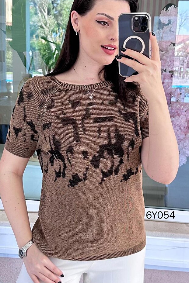 بلوزة تريكو مرسيريزد منقوشة 6y054
