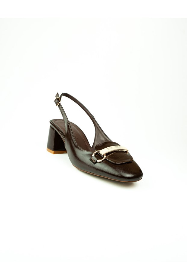 16030 Brown Low Heeled Evening Dress Women's Shoes