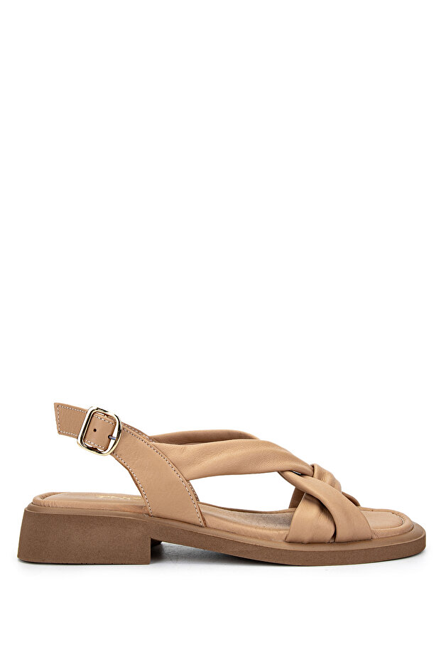 Women's Genuine Leather Mink Heeled Sandals