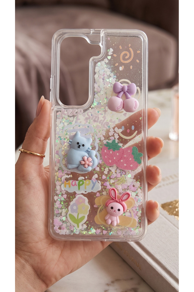 Infinix Hot 50 4g Case Transparent Protective Cover with Moving Glitter 3D Characters and Love Figures