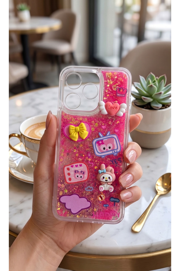 Infinix Hot 30 Case Transparent Protective Cover with Moving Glitter 3D Characters and Love Figures