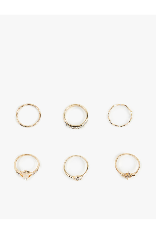 Stone Detailed 6-Piece Ring Set
