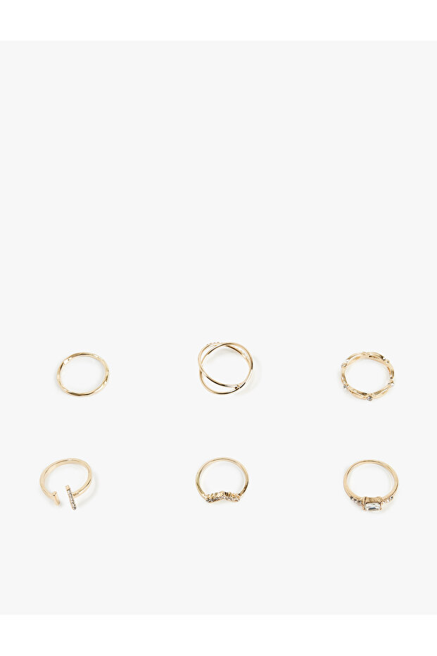 Stone Detailed 6-Piece Ring Set