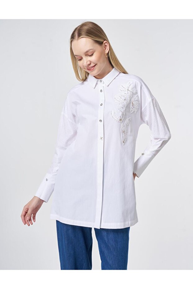 Accessory Buttoned Cotton Tunic Optical White - 1