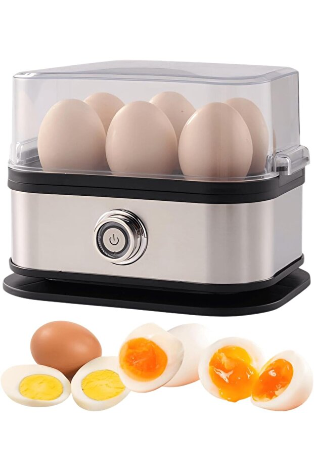 Rapid Egg Cooker 6 Eggs, Electric Stainless Steel Steamer, Soft Medium Hard Boiled, Auto Shut-Off