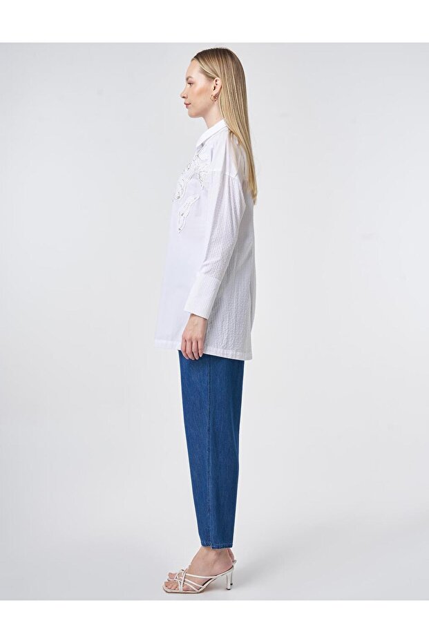 Accessory Buttoned Cotton Tunic Optical White - 4