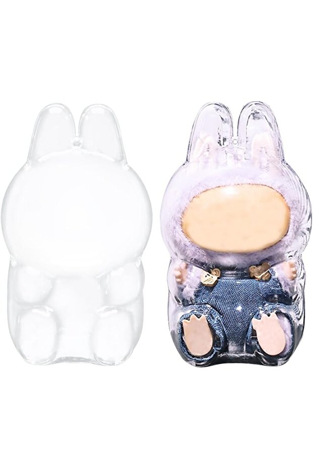 Clear Protective Display Case for Blind Box Doll Figures,High-Definition Cover with Silicone Strap