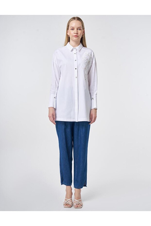 Accessory Buttoned Cotton Tunic Optical White - 3