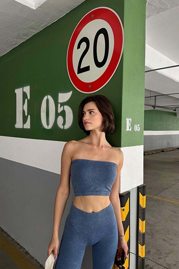 Washable Strapless Camisole Top Blue
