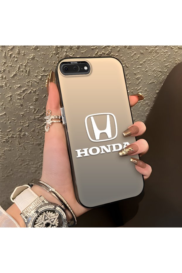 iPhone 8 Plus Compatible Silicone Edge Hard Back Anti-Fall Phone Case Honda Patterned
