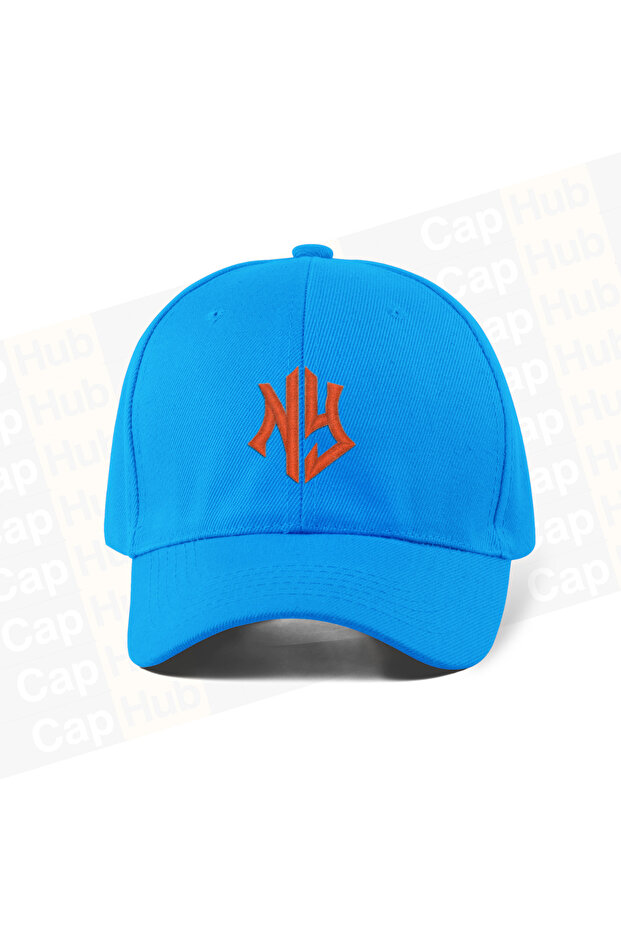 Embroidered Baseball Cap - Blue Color 100% Cotton Gabardine Unisex Model Hat