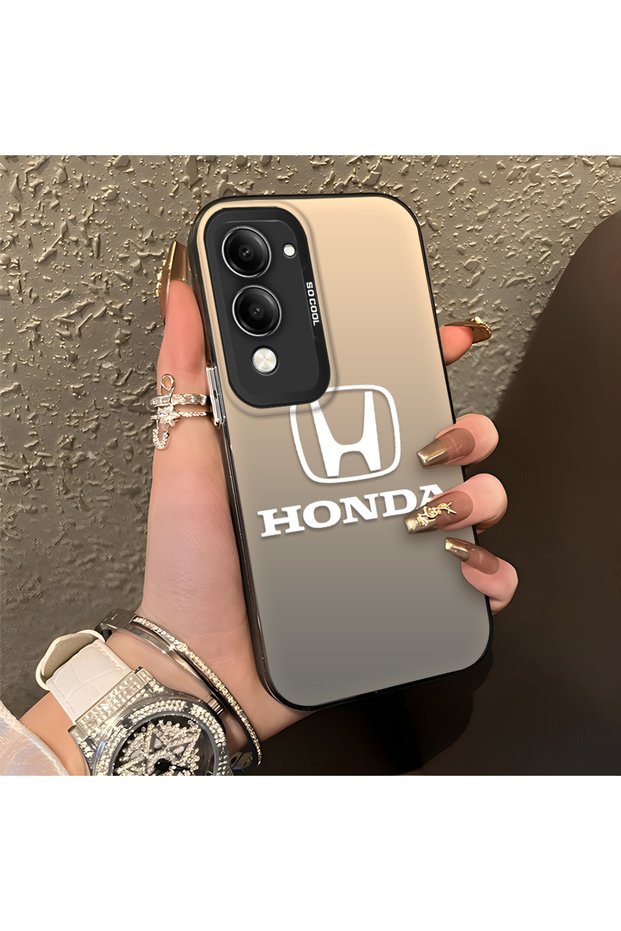 Vivo Y04 Compatible Silicone Edge Hard Back Anti-Fall Phone Case Honda Patterned