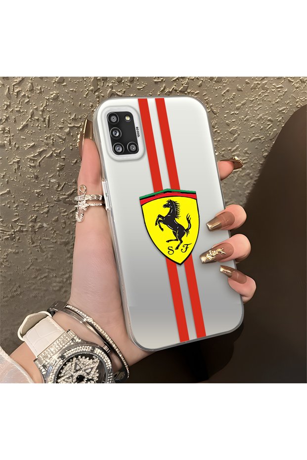 Samsung Galaxy A31 Compatible Silicone Edge Hard Back Anti-Fall Phone Case Ferrari Patterned